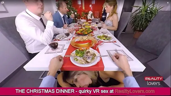 XXX کل فلموں Blowjob under the table on Christmas in VR with beautiful blonde