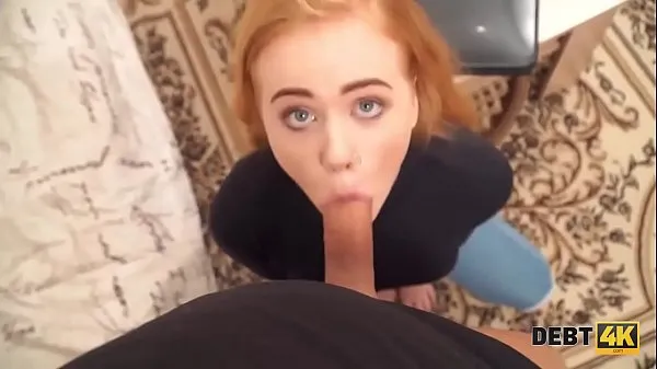 XXX Debt4k. Sweetie with sexy red hair agrees to pay for big TV with her holes wszystkich filmów