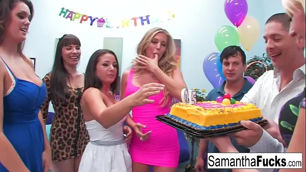 XXX کل فلموں Samantha celebrates her birthday with a wild crazy orgy