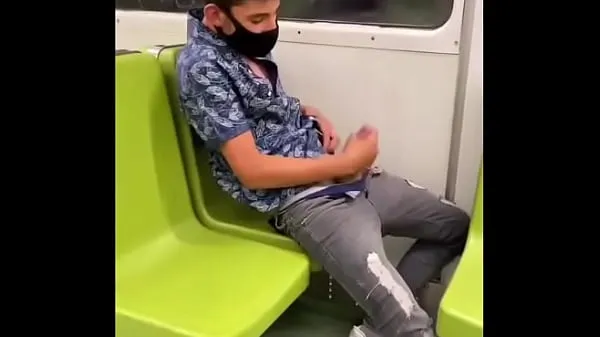 XXX Mask jacking off in the subway total Movies