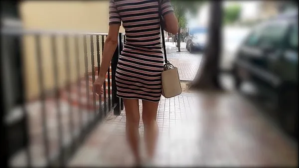 XXX Watching Sexy Wife From Behind Walking In Summer Dress jumlah Filem