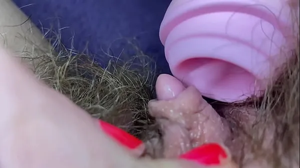 XXX Testing Pussy licking clit licker toy big clitoris hairy pussy in extreme closeup masturbation wszystkich filmów