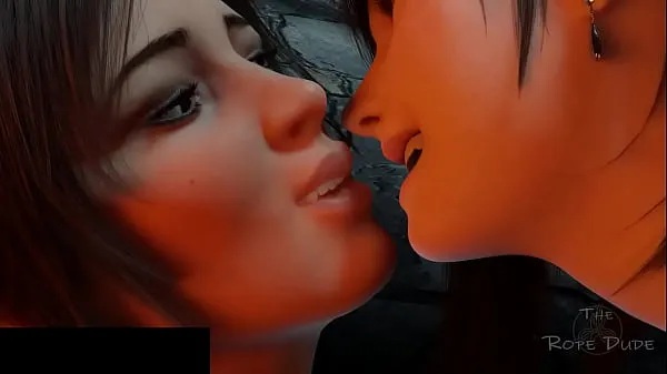 XXX Lara croft and Tifa french kiss wszystkich filmów