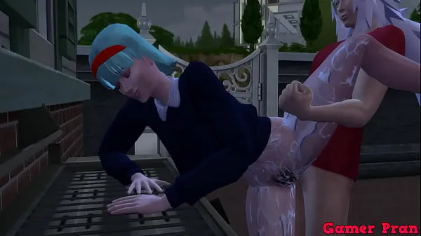 Celkem XXX filmů: Anime ecchi Cap jiraiya fucking outdoors with bulma and number 17 see how he is unfaithful to vegeta also wants to join to make a threesome