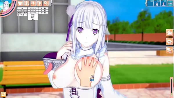 XXX Eroge Koikatsu! ] Re zero (Re zero) Emilia rubs her boobs H! 3DCG Big Breasts Anime Video (Life in a Different World from Zero) [Hentai Game jumlah Filem