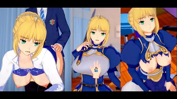 XXX Eroge Koikatsu! ] FGO (Fate) Altria Pendragon (Saber) rubs her boobs H! 3DCG Big Breasts Anime Video (FGO) [Hentai Game Fate / Grand Order skupno število filmov