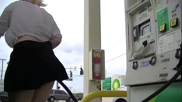 XXX Upskirt Wife # 8 - Mrs Bryant showing off that BLONDE PUSSY in public and flashing her tits while driving total Movies
