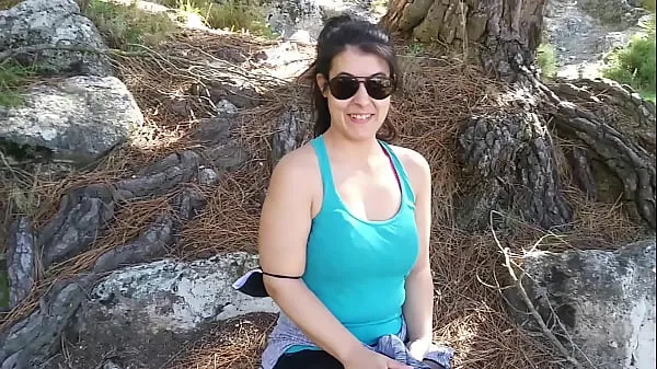 XXX Public blowjob) Outdoor flashing and sucking dick in the mountain total Movies