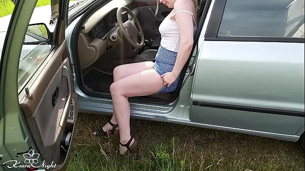 XXX Beauty Fingering, Masturbates Pussy Vibrator and Orgasms in the Car total Movies