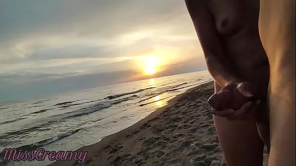 XXX French Milf Blowjob Amateur on Nude Beach public to stranger with Cumshot 02 - MissCreamy total Movies