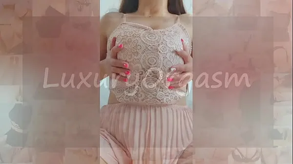 XXX Pretty girl in pink dress and brown hair plays with her big tits - LuxuryOrgasm wszystkich filmów